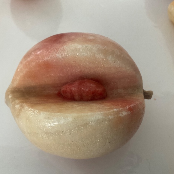 6 PIECES OF VINTAGE ALABASTER ONYX MARBLE FRUIT MCM - Picture 5 of 9